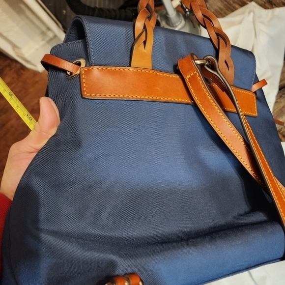 Dooney & Bourke‎  Grey Textile And Leather Flapback Backpack